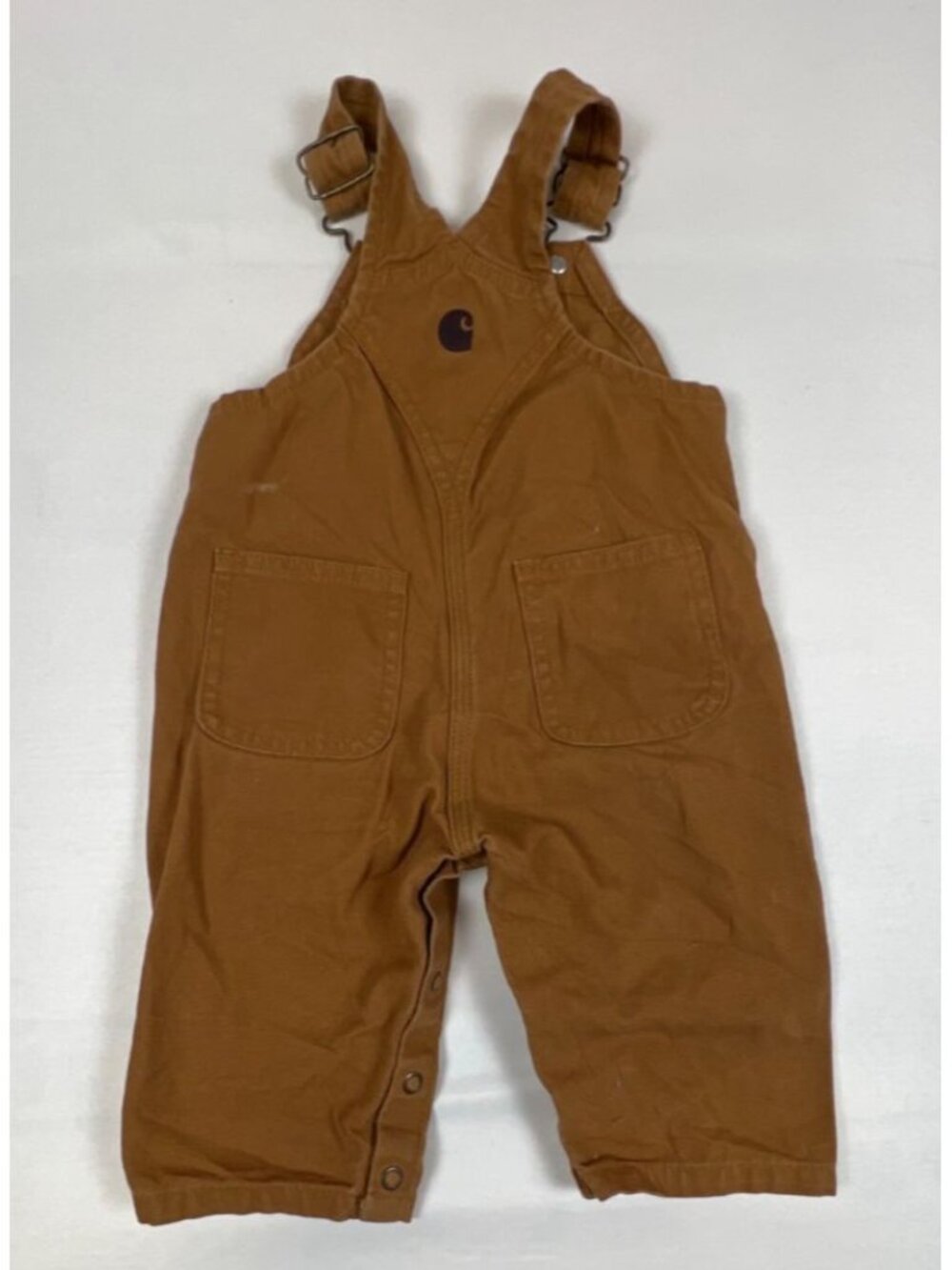 Carhartt Baby Boys 6M Brown Canvas Bib Overalls Duck Cloth Workwear - Picture 3 of 4